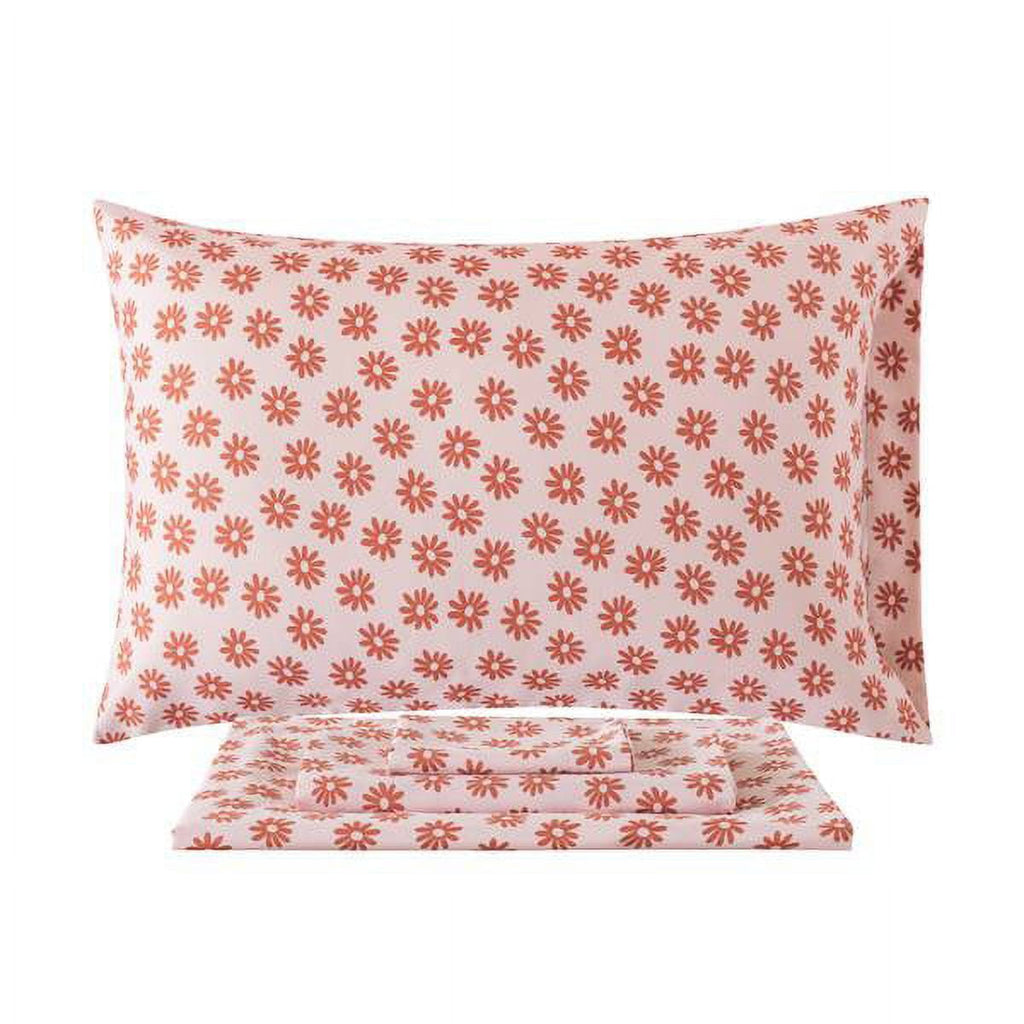 Mainstays 7-Piece Reversible Bed in a Bag Comforter Set with Sheets, Pink, King