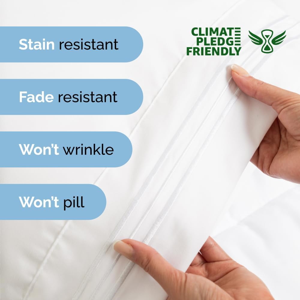 CGK Linens 4-Piece Ultra Soft & Comfy Hotel Luxury Sheet Set - Queen Size Cooling Bed Sheet Fits 8"-16" Mattresses, White