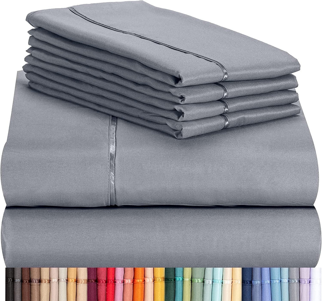 Luxclub Cooling Sheet, 6 Piece Ultra Soft Microfiber Bed Sheets & Pillowcases, Queen - Light Grey