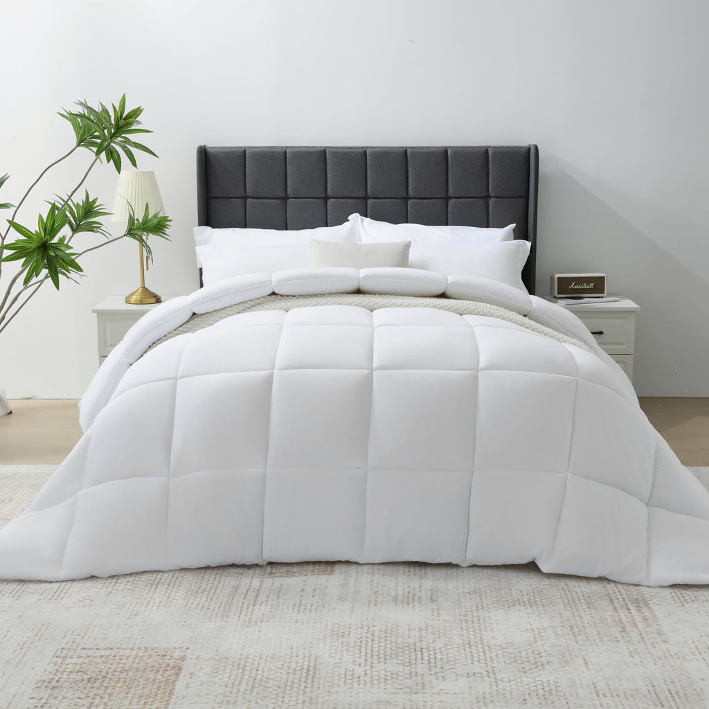 Vccoem 7 Piece Comforter Set Queen Size, All Season Bed in a Bag, Ultra Soft Bedding with Comforter, Sheets, Pillowcases & Shams, White