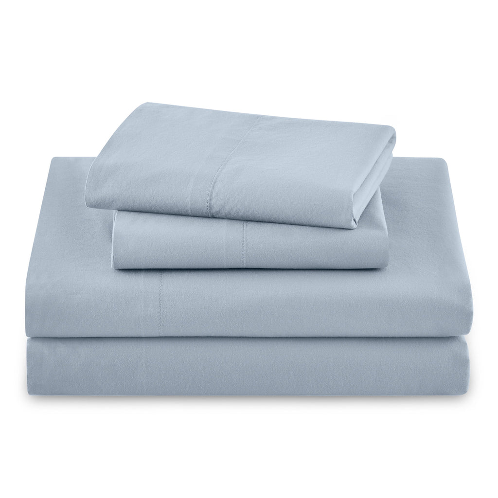 Beautiful Botanical 4-Piece 100% Cotton Washed Percale White Sheet Set, Queen by Drew Barrymore