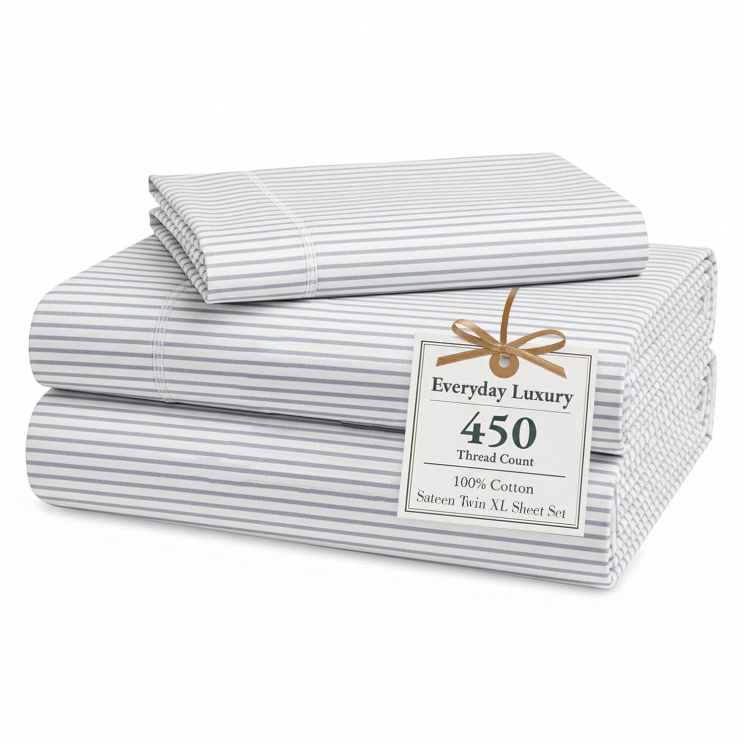 Casa Platino Cotton Twin Sheets – 450 Thread Count 100% Cotton Cooling Sheets, Soft Sateen Weave, Deep Pocket Fits 15” Mattress, Fade-Resistant Hotel Bedding – White