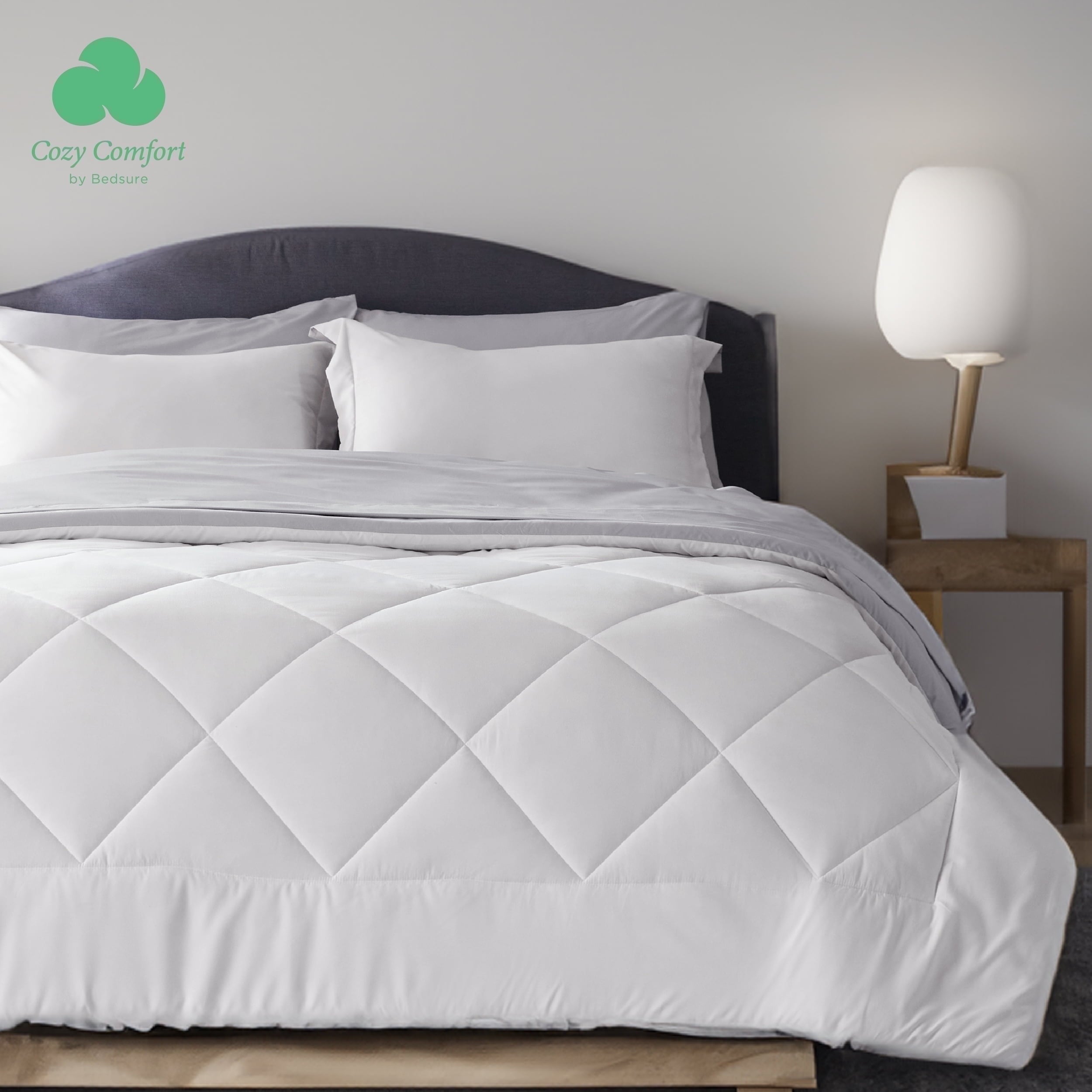 U by Bedsure Light Purple Twin Comforter Set - 5 Pieces Reversible Twin Bed in a Bag, Twin Bed Set Light Purple and Grey with Comforters, Sheets, Pillowcase & Sham