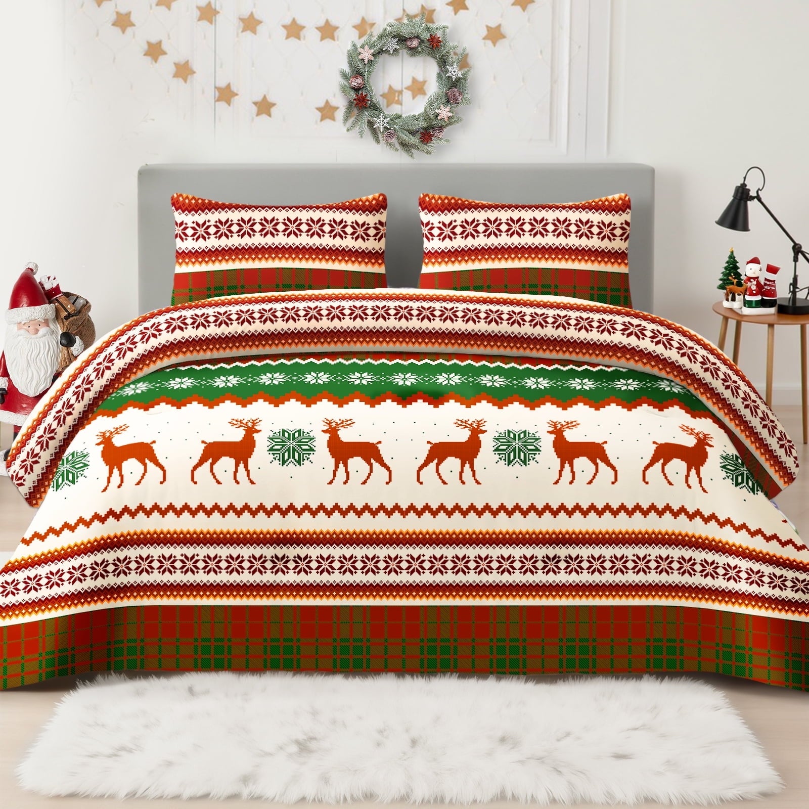 Whale Flotilla 3-Piece King Comforter Set, Soft Reversible Bedding Comforter Sets, Patchwork Printed Down Alternative Comforter Duvet for All Seasons, Grey