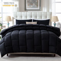 Yalamila Queen Size Comforter Set 3-Piece All-Season Down Alternative Reversible Comforter Set,Black/Grey,200GSM Cooling Quilted Duvet Insert,95 GSM Soft Cover Bed in a Bag