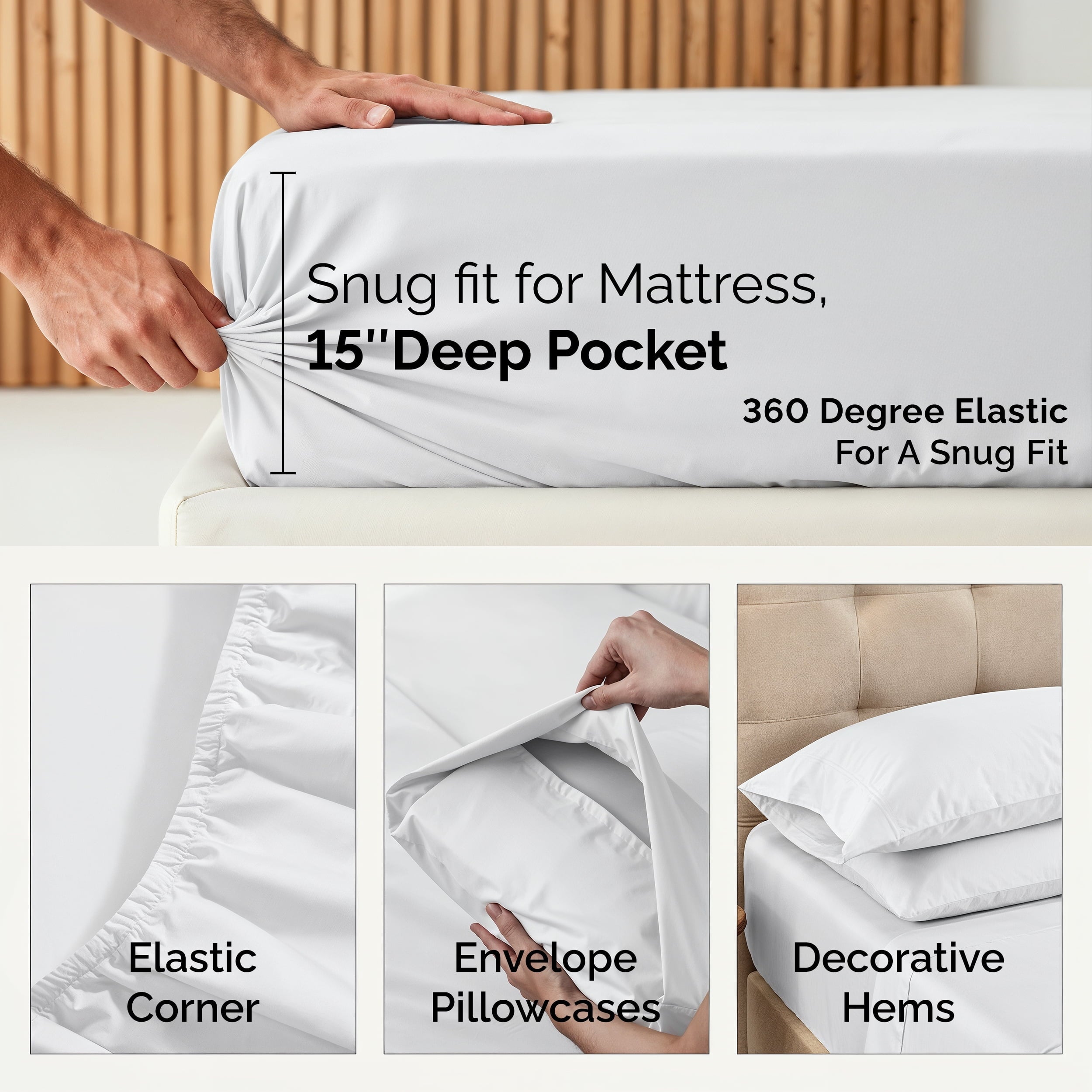 Casa Platino Cotton Twin Sheets – 450 Thread Count 100% Cotton Cooling Sheets, Soft Sateen Weave, Deep Pocket Fits 15” Mattress, Fade-Resistant Hotel Bedding – White