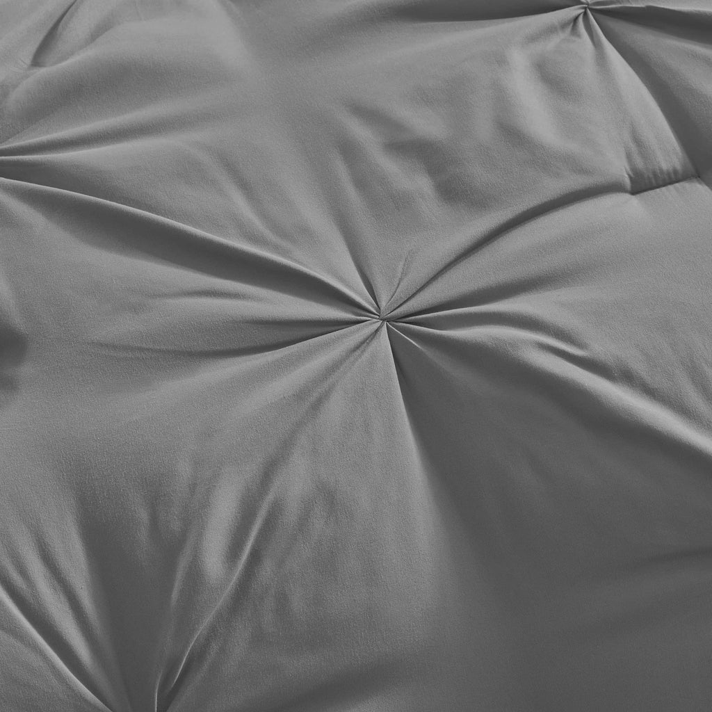 Virtu Queen Comforter Set, 7pc Bed in a Bag, Pleated Bedding Comforter Sets Queen, Gray/Silver